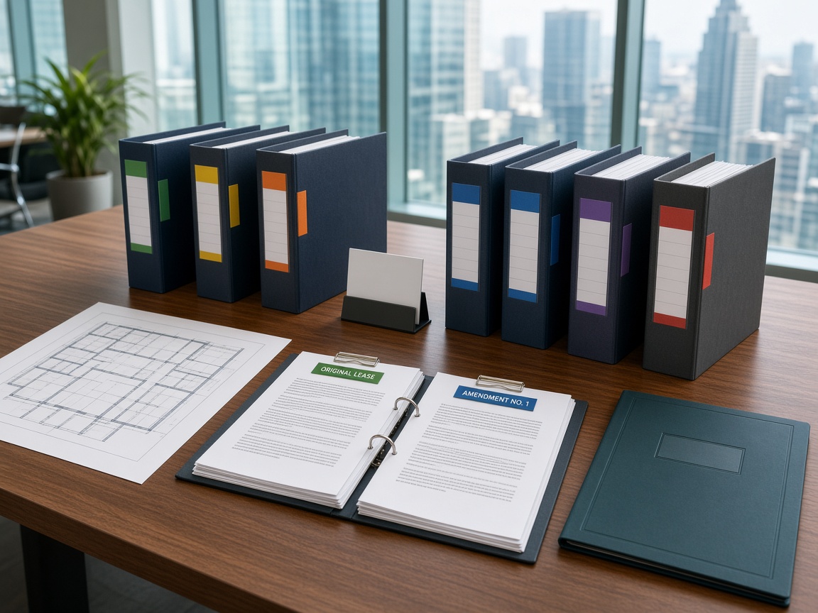 Office lease document review case study showing lease files mapped to property records