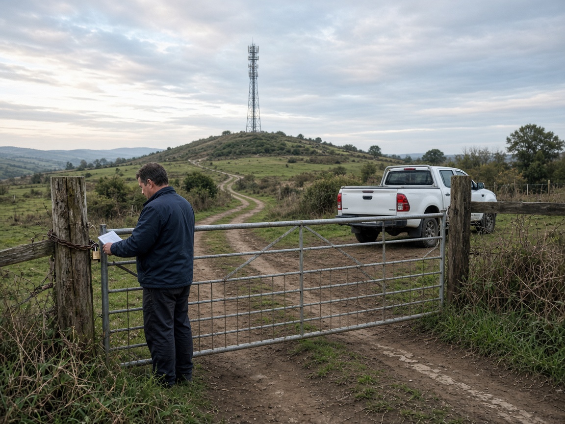 Tower site access rights case study showing easement and access-route review